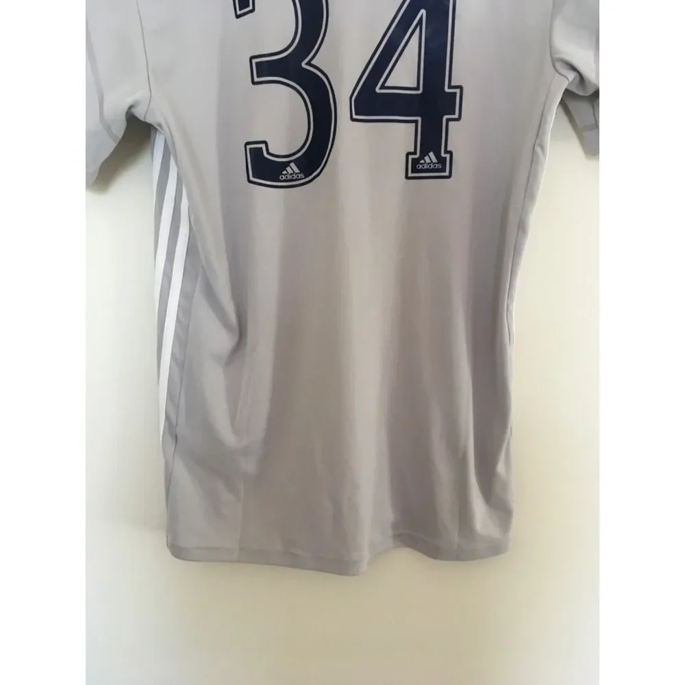 Adidas Mens Sz M West Mont United Gray AreoReady Short Sleeve Soccer Jersey